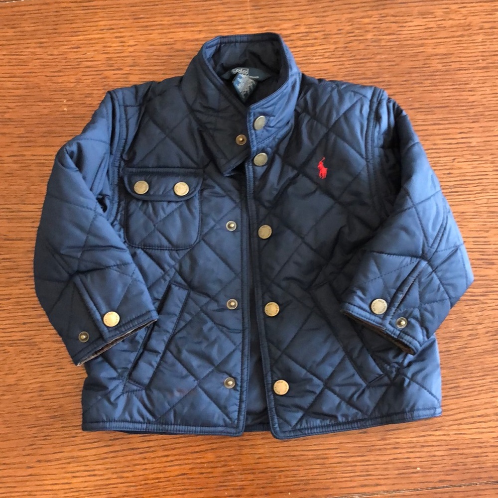 Polo Navy blue puffer jacket snap. Size 24m